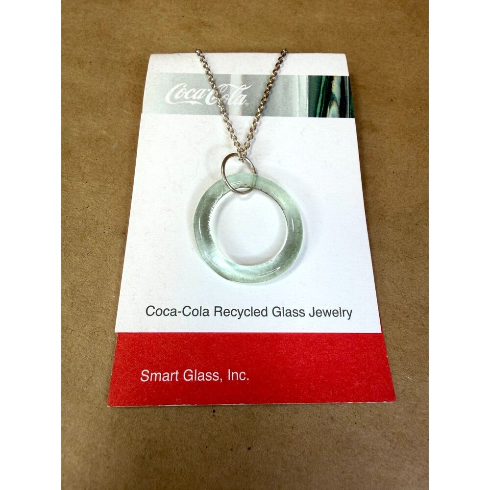 Coca-Cola Recycled Glass O-Ring Sterling Silver Pendant Necklace | 2013 | NOS